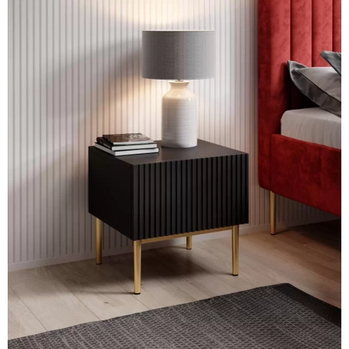 Zestaw szafek nocnych Nicole 46 cm - czarny / złote nóżki